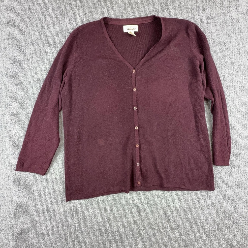 Vintage Worthington Cardigan Sweater Womens 2X Purple V Neck Button Front Knit